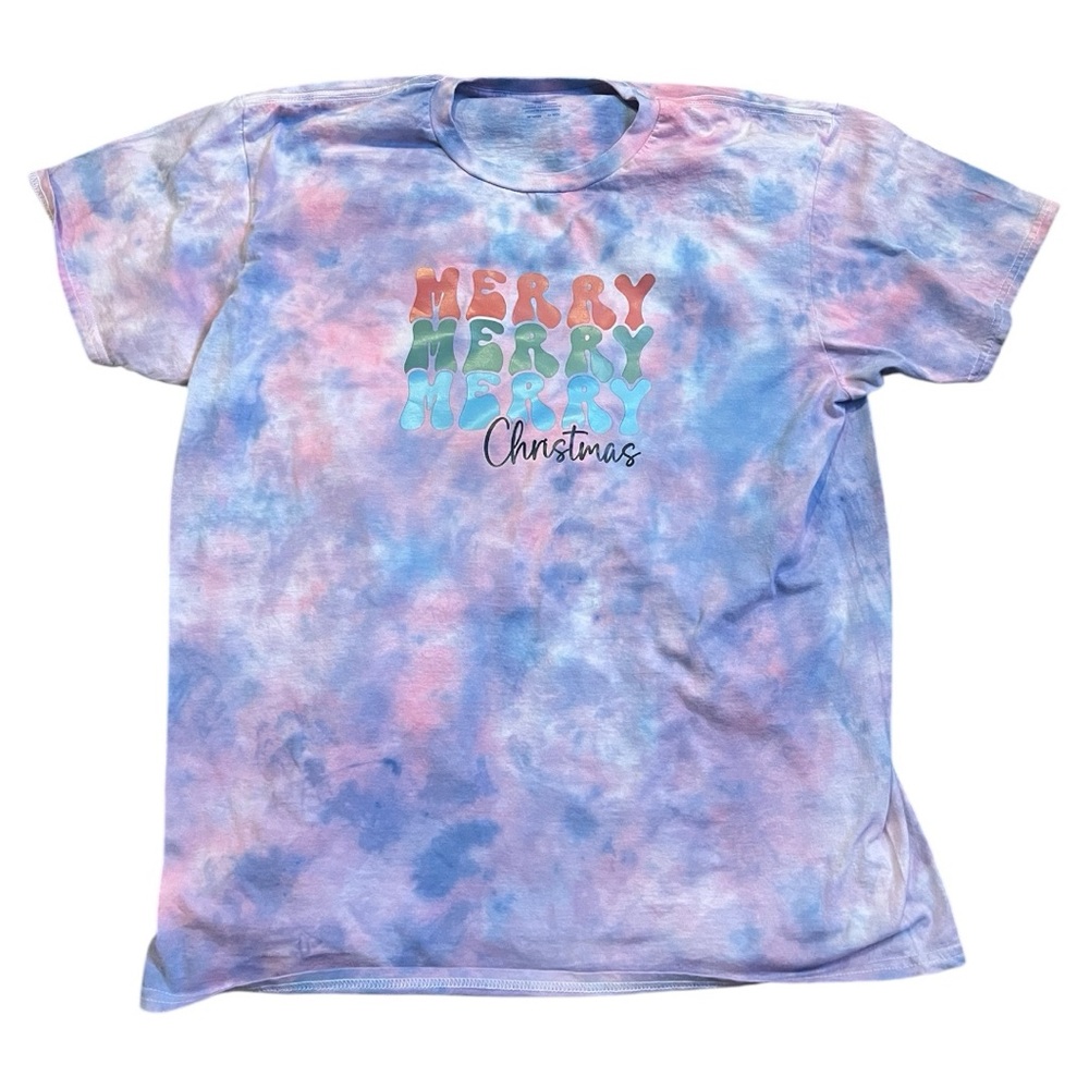 Gildan Ice Dyed Holiday Merry Christmas Tshirt XL